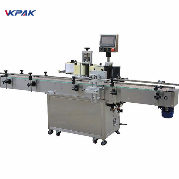 Màquina d’etiquetatge d’ampolles rodones autoadhesives verticals d’oli automàtiques